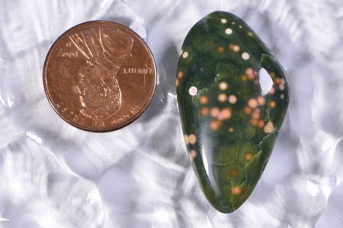 Ocean Jasper Cabochon: Green Teardrop Gemstone for Jewelry (33.8x19x6mm)