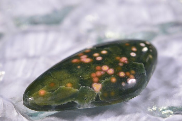 Ocean Jasper Cabochon: Green Teardrop Gemstone for Jewelry (33.8x19x6mm)