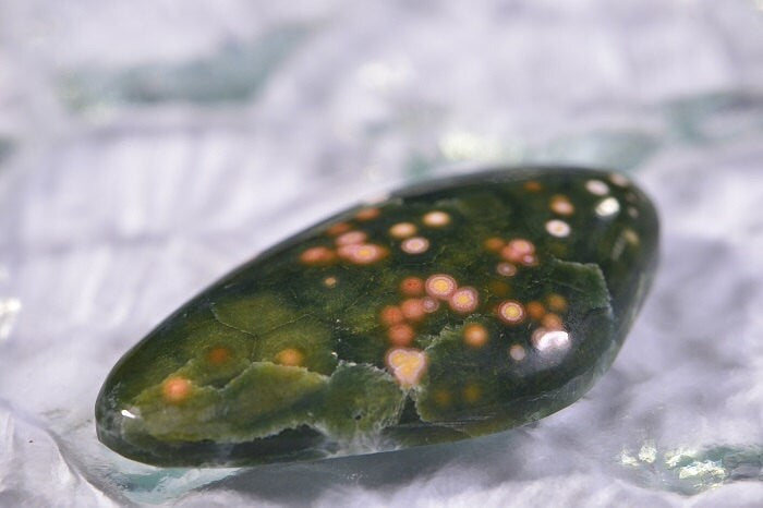 Ocean Jasper Cabochon: Green Teardrop Gemstone for Jewelry (33.8x19x6mm)