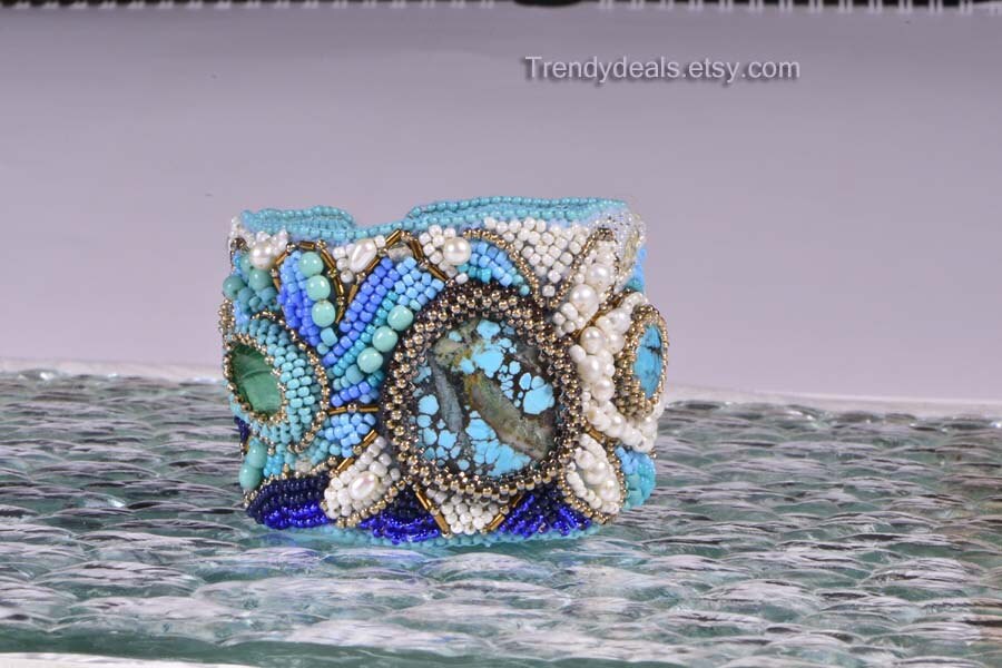 Seed Bead Embroidery Bracelet For Women Gemstone Bracelet