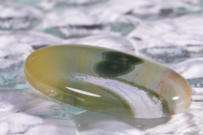 Ocean Jasper Cabochon: Yellow, Green, and Red Gemstone (35x20x5.5mm)