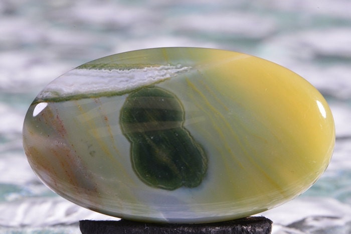 Ocean Jasper Cabochon: Yellow, Green, and Red Gemstone (35x20x5.5mm)