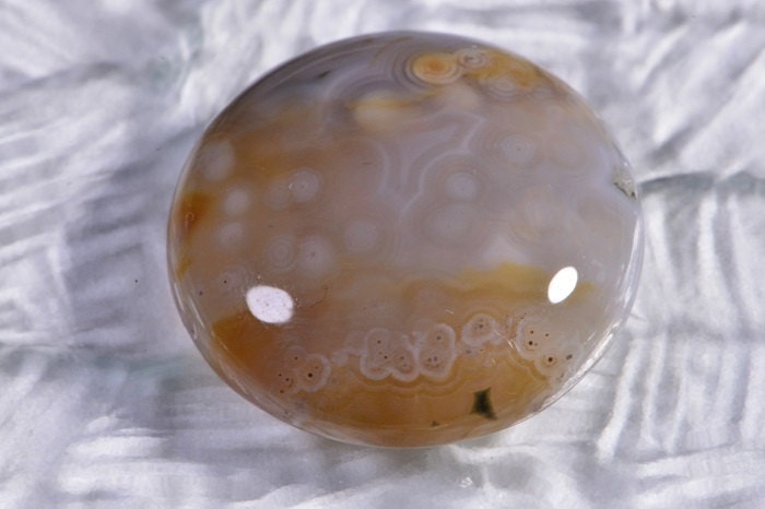 Ocean Jasper Cabochon: Round Gemstone, Tans Greys Whites Orange (25x7.2mm)