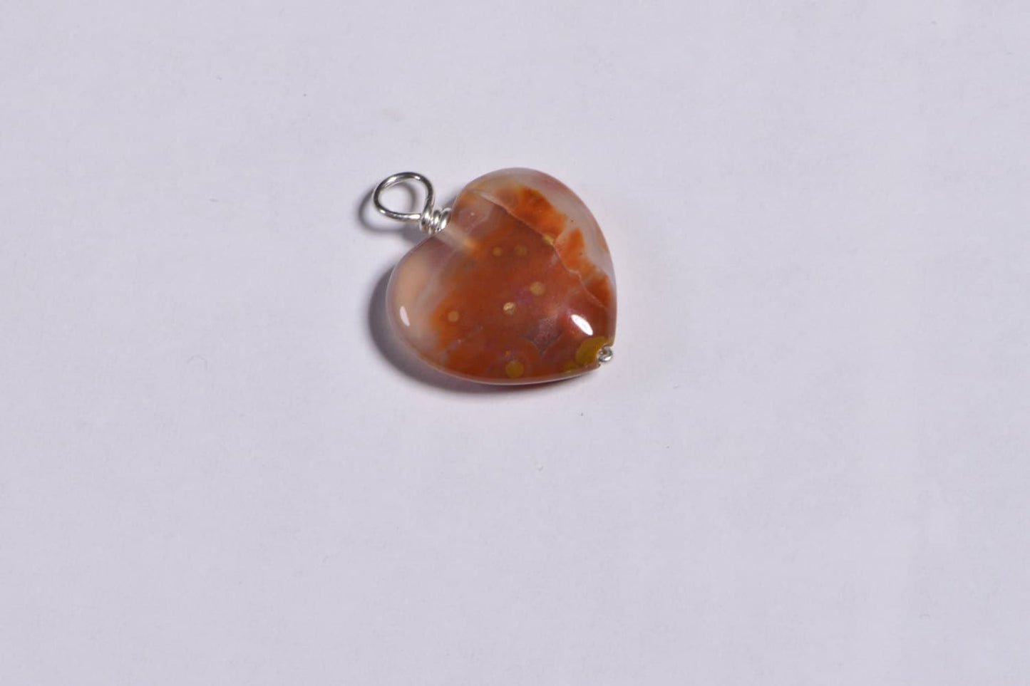 Ocean Jasper Wire Wrapped Beads Carved Hearts Gemstone Dangle Beads