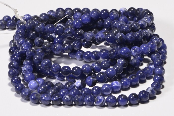 6mm Sodalite round beads  Natural  Gemstones Untreated  Deep Blue Smooth finish Mala Bracelet Supply