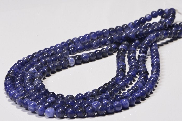 6mm Sodalite round beads  Natural  Gemstones Untreated  Deep Blue Smooth finish Mala Bracelet Supply