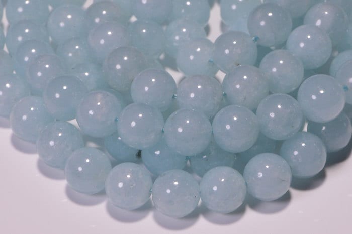 Aquamarine Color Quartz Beads: 8.3mm, 7" Strand