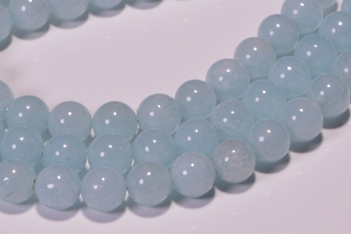 Aquamarine Color Quartz Beads: 8.3mm, 7" Strand
