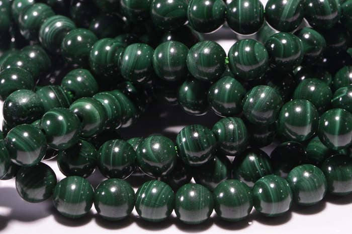 Natural Malachite 5.3mm Round Beads: Gemstone Jewelry Supplies