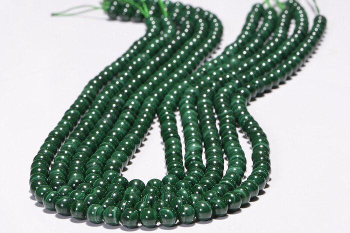 Natural Malachite 5.3mm Round Beads: Gemstone Jewelry Supplies