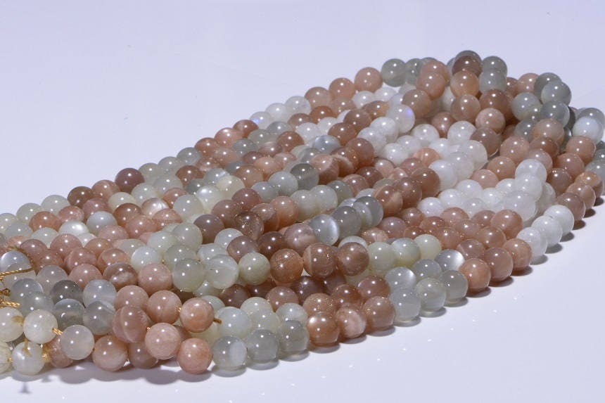 Moonstone 8 mm Half  Strand smooth Round Beads Natural Gemstone Beads Jewelry Making Supplies