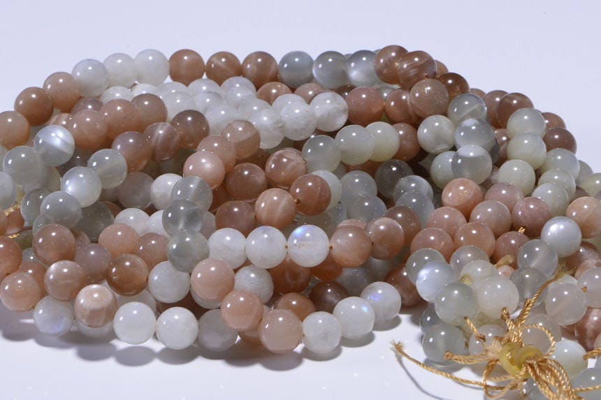 Moonstone 8 mm Half  Strand smooth Round Beads Natural Gemstone Beads Jewelry Making Supplies