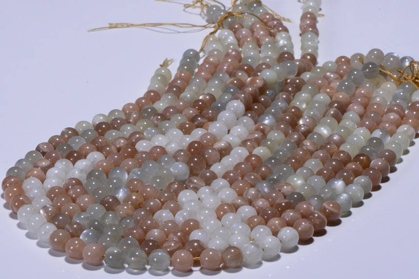 Moonstone 8 mm Half  Strand smooth Round Beads Natural Gemstone Beads Jewelry Making Supplies