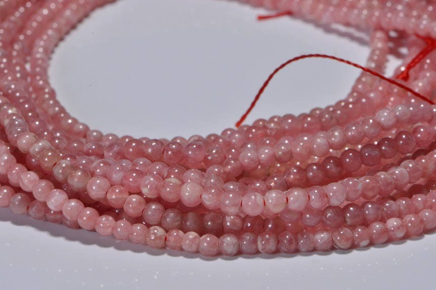 Rhodochrosite Natural Round Smooth Gemstone Beads 3mm Full strand