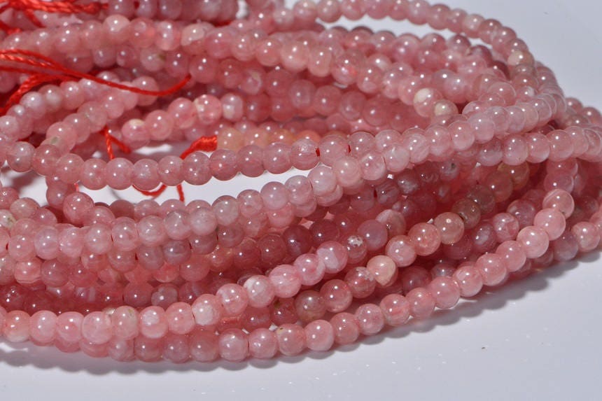 Rhodochrosite Natural Round Smooth Gemstone Beads 3mm Full strand