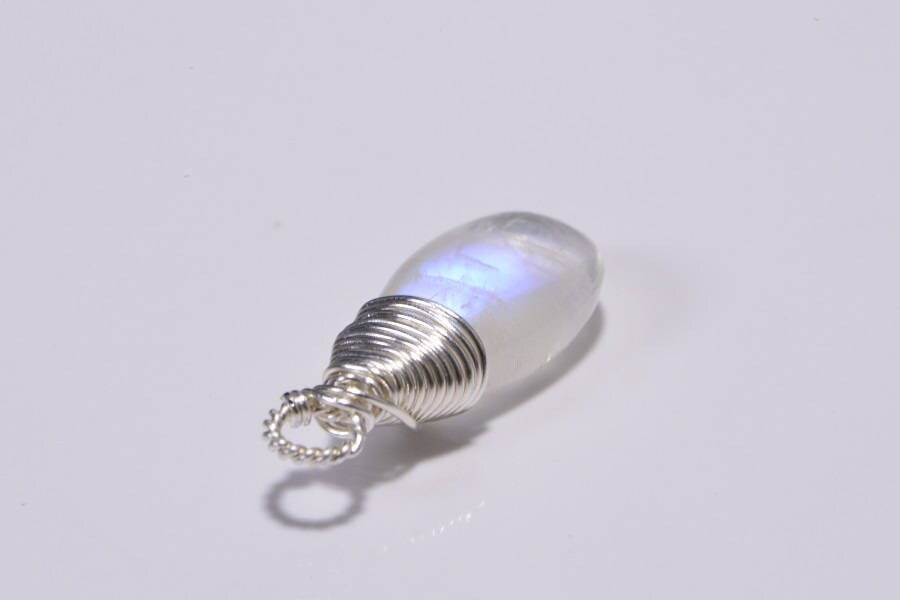 Sterling Silver Wire Wrapped Moonstone Briolette Pendant