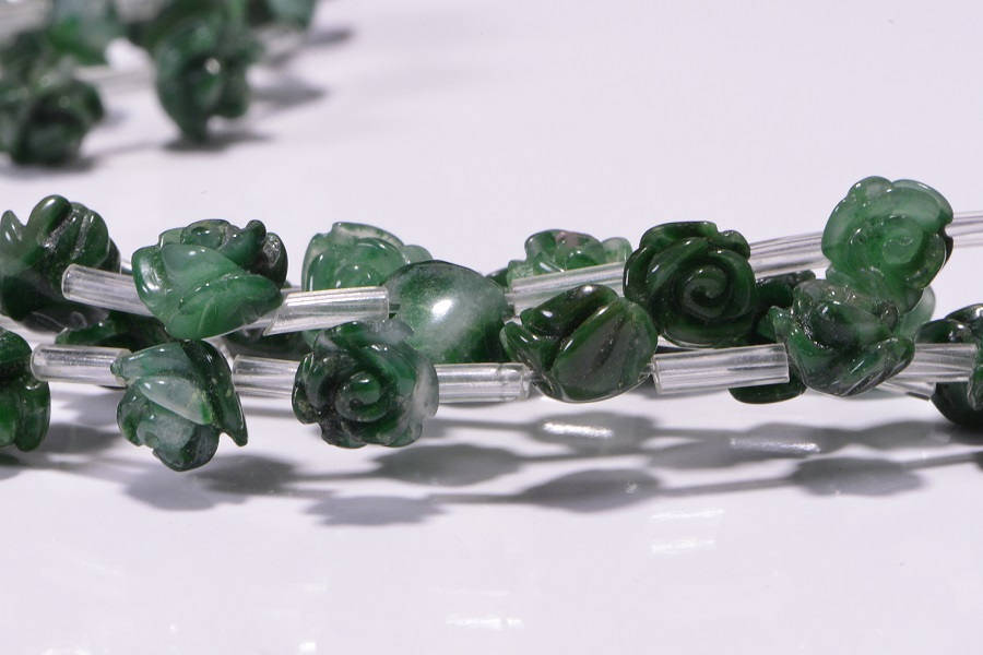 African Jade Rose Carved Beads: 10mm Jewelry Making Supplies