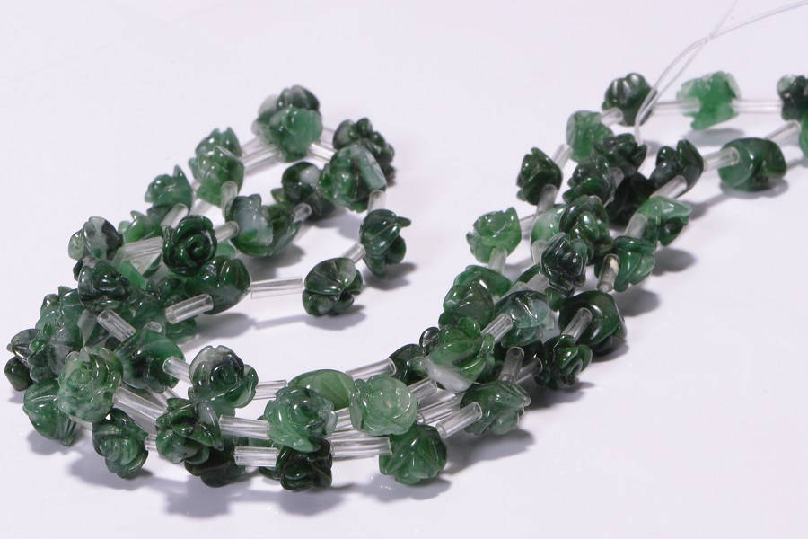 African Jade Rose Carved Beads: 10mm Jewelry Making Supplies