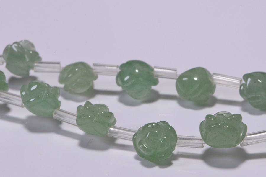 Aventurine Rose Flower Carved Beads: 8mm Jewelry Making Supplies