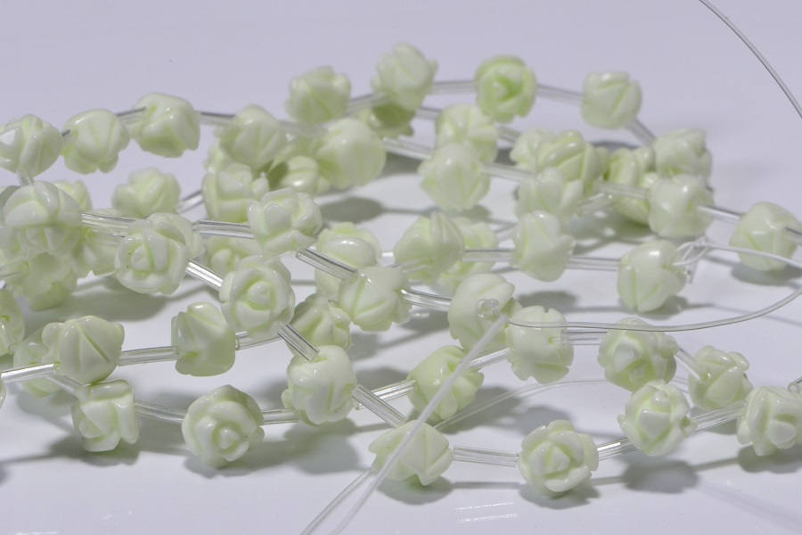 Lemon Chrysoprase Rose Carved Beads Light Yellow Flower Beads Jewelry Making Supplies