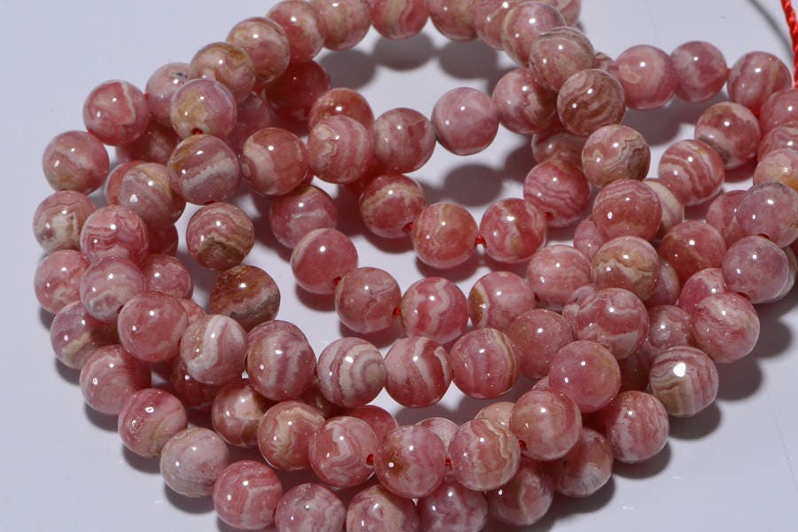 Rhodochrosite Natural Round Smooth Gemstone Beads 7mm ,