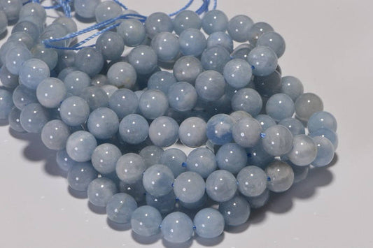 Aquamarine round beads 8mm Natural Gemstone Bead Jewelry Making Supplies