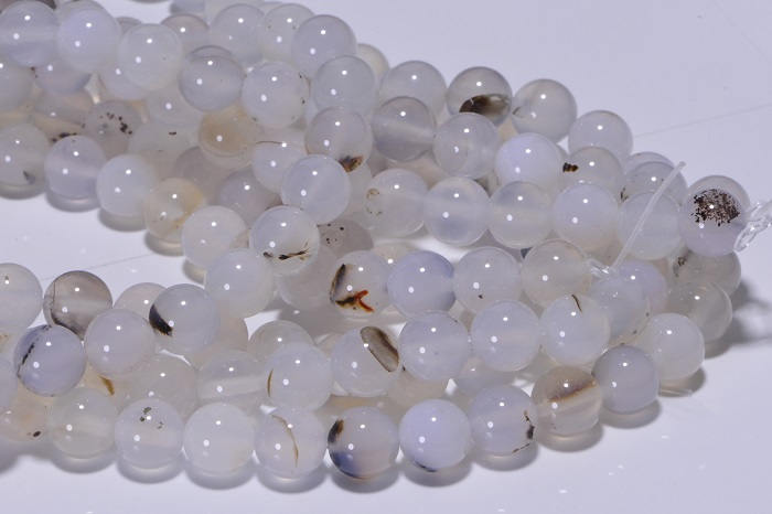 Moonstone Black Flower Agate Beads: 8mm Gemstone Jewelry Making Supplies