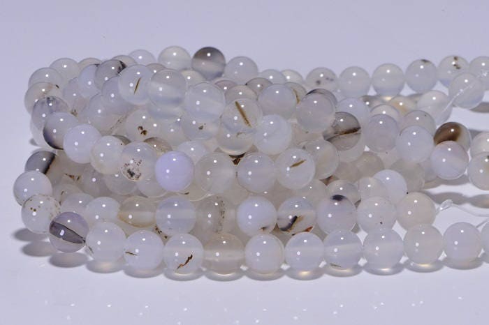 Moonstone Black Flower Agate Beads: 8mm Gemstone Jewelry Making Supplies