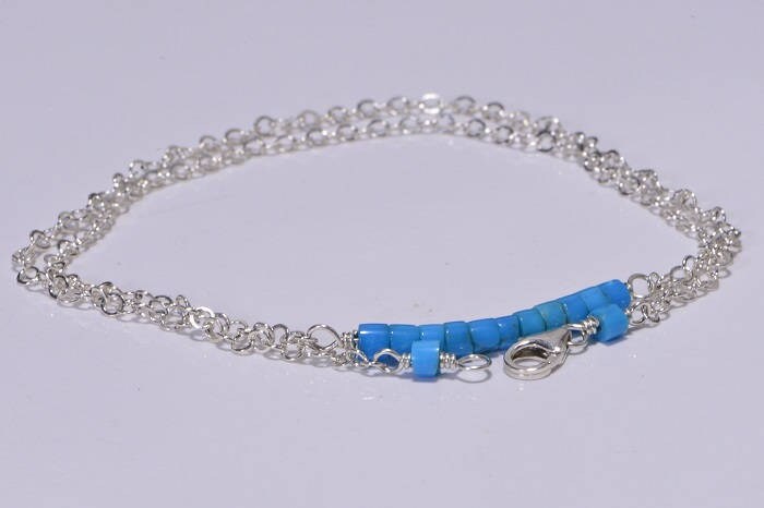 Sleeping Beauty Turquoise Bar Necklace: Sterling Silver Gemstone Jewelry