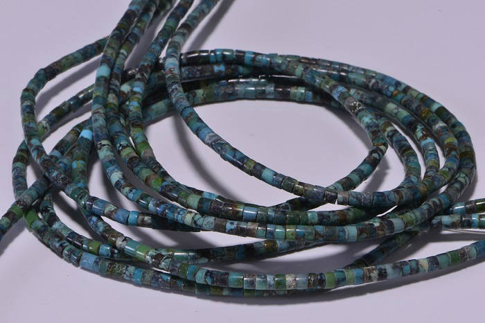 Natural Turquoise Heishi Beads: 16" Gemstone Strand (2.9x2.5mm)