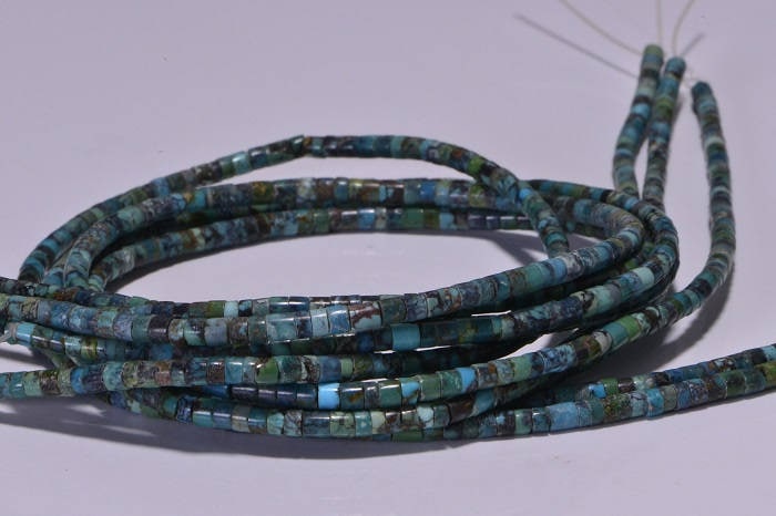 Natural Turquoise Heishi Beads: 16" Gemstone Strand (2.9x2.5mm)