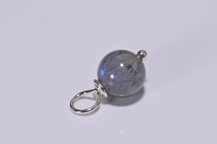 Labradorate  Beads 8 mm Wire Wrapped Head Pin Silver wire