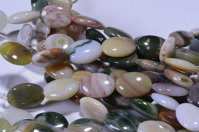 Ocean Jasper Oval Beads  Natural Gemstone Beads Jewelry Making Supplies 17X12x6mm