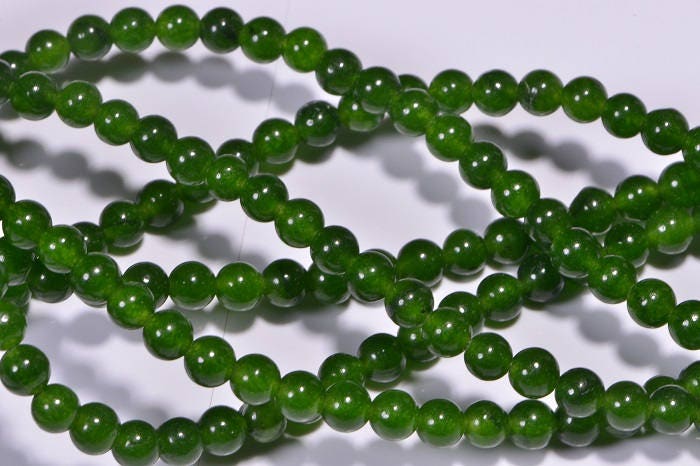 Natural Jade Beads: 4.4mm Translucent Green Gemstone, 15" Strand