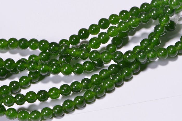 Natural Jade Beads: 4.4mm Translucent Green Gemstone, 15" Strand