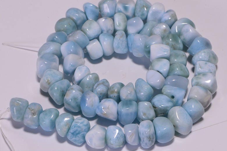 AAA Larimar Nugget Beads: Dominican Gemstone Strand, 16 Inch