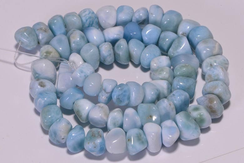AAA Larimar Nugget Beads: Dominican Gemstone Strand, 16 Inch