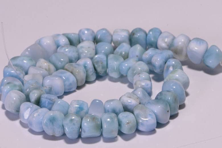 Natural Larimar Nugget Beads: Dominican Gemstone Strand