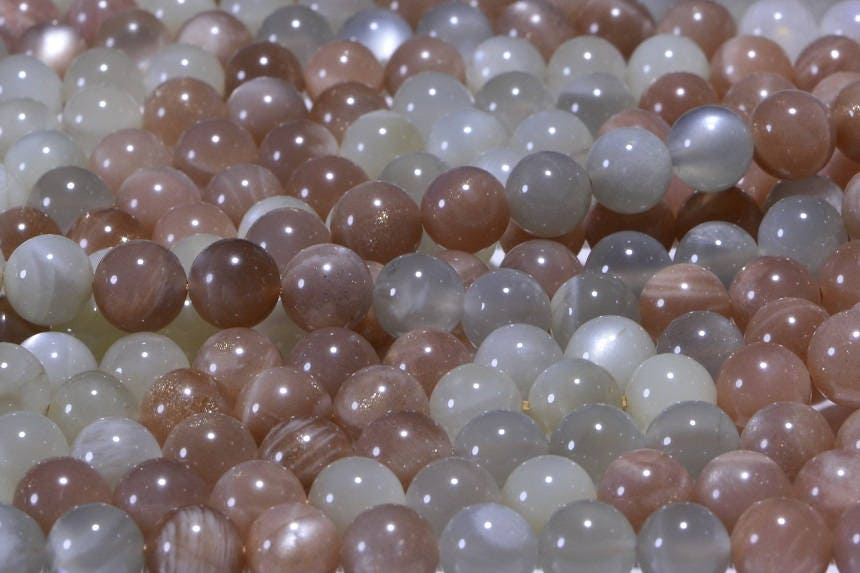 Moonstone 8 mm Half  Strand smooth Round Beads Natural Gemstone Beads Jewelry Making Supplies