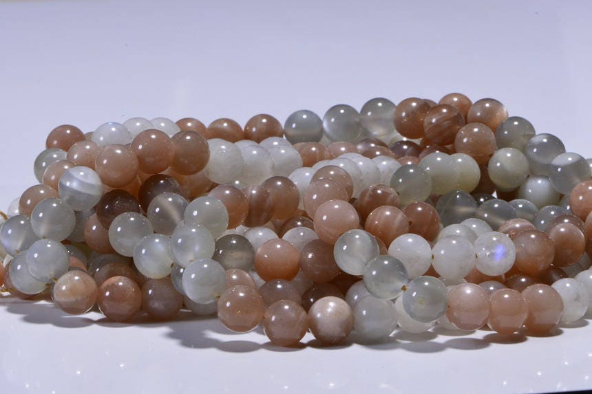 Moonstone 8 mm Half  Strand smooth Round Beads Natural Gemstone Beads Jewelry Making Supplies