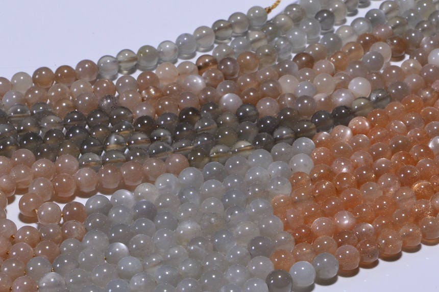 6mm Multi Color  Moonstone Round Beads Smooth  Natural Gemstone Beads Jewelry Making Supplies