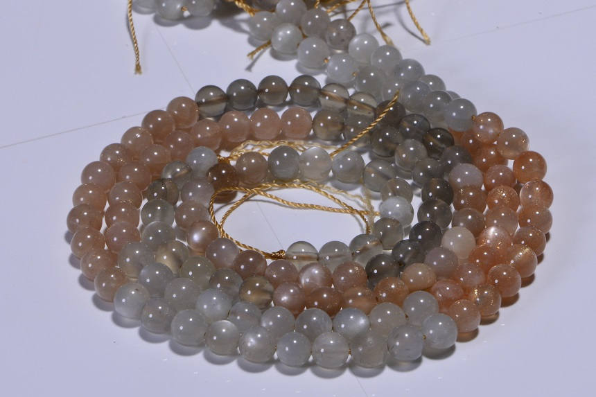 6mm Multi Color  Moonstone Round Beads Smooth  Natural Gemstone Beads Jewelry Making Supplies