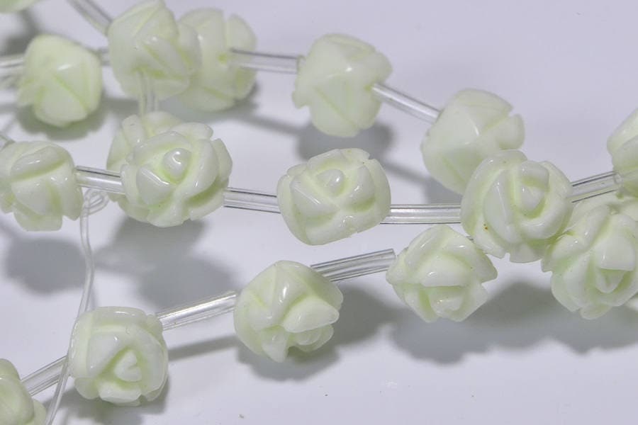 Lemon Chrysoprase Rose Carved Beads Light Yellow Flower Beads Jewelry Making Supplies