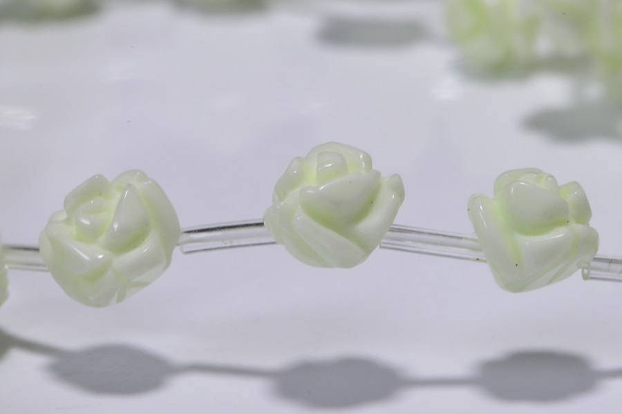 Lemon Chrysoprase Rose Carved Beads Light Yellow Flower Beads Jewelry Making Supplies