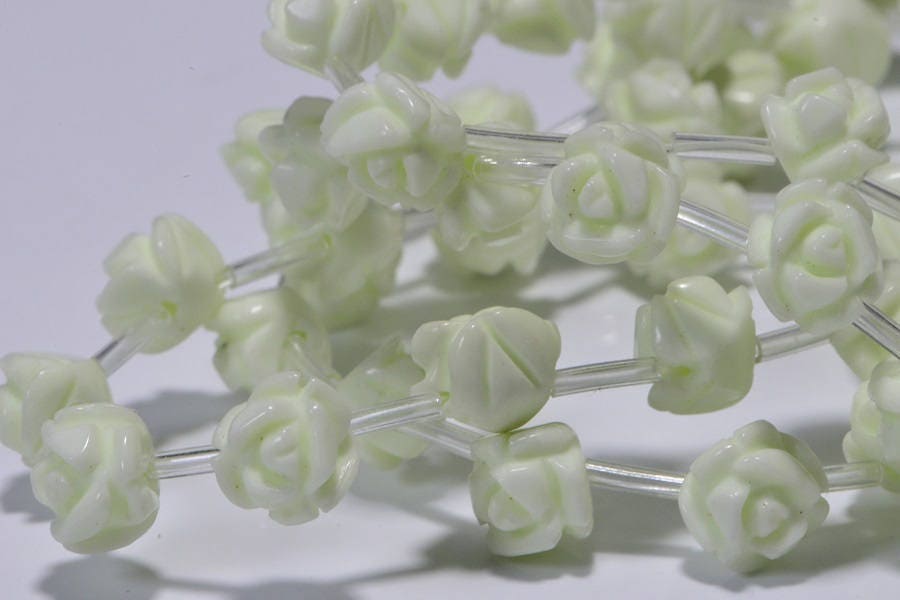 Lemon Chrysoprase Rose Carved Beads Light Yellow Flower Beads Jewelry Making Supplies