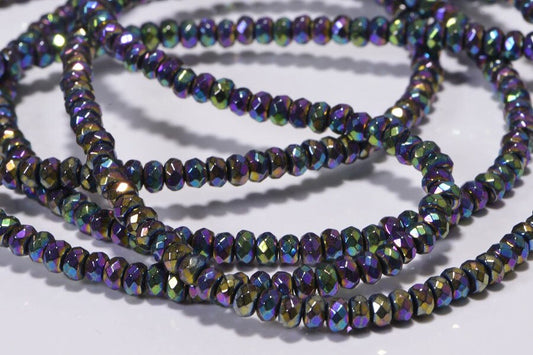 Rainbow Hematite Beads: Faceted Rondelle Gemstone Strand (16 inch)