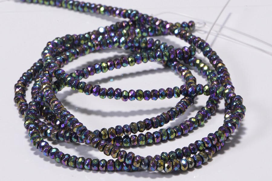 Rainbow Hematite Beads: Faceted Rondelle Gemstone Strand (16 inch)