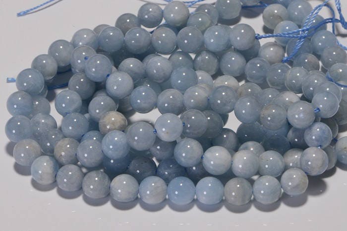 Aquamarine round beads 8mm Natural Gemstone Bead Jewelry Making Supplies