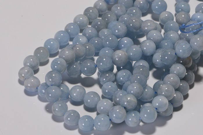 Aquamarine round beads 8mm Natural Gemstone Bead Jewelry Making Supplies