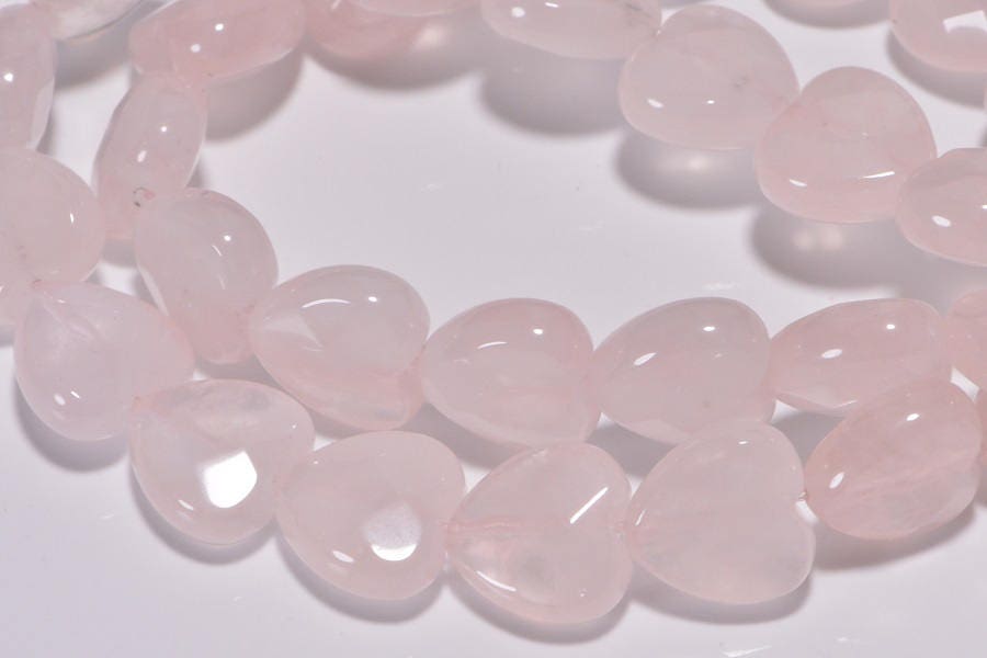 Carved Rose Quartz Heart Beads: Natural Gemstone Jewelry Supplies